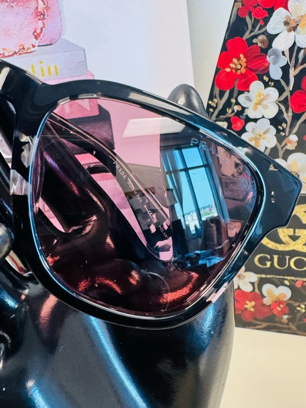 Prada Black Oversized Cat-Eye Sunglasses with Tinted Lenses